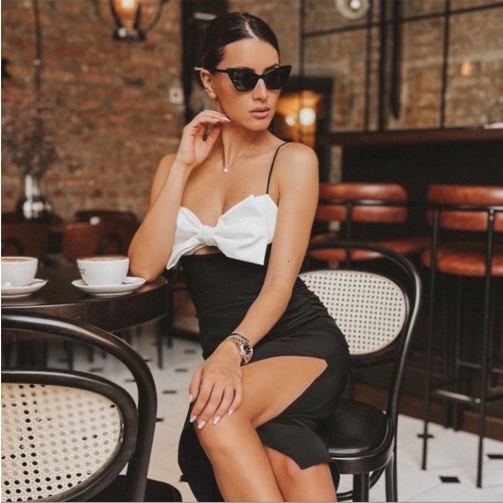 Zara Bow Black & White Bodysuit